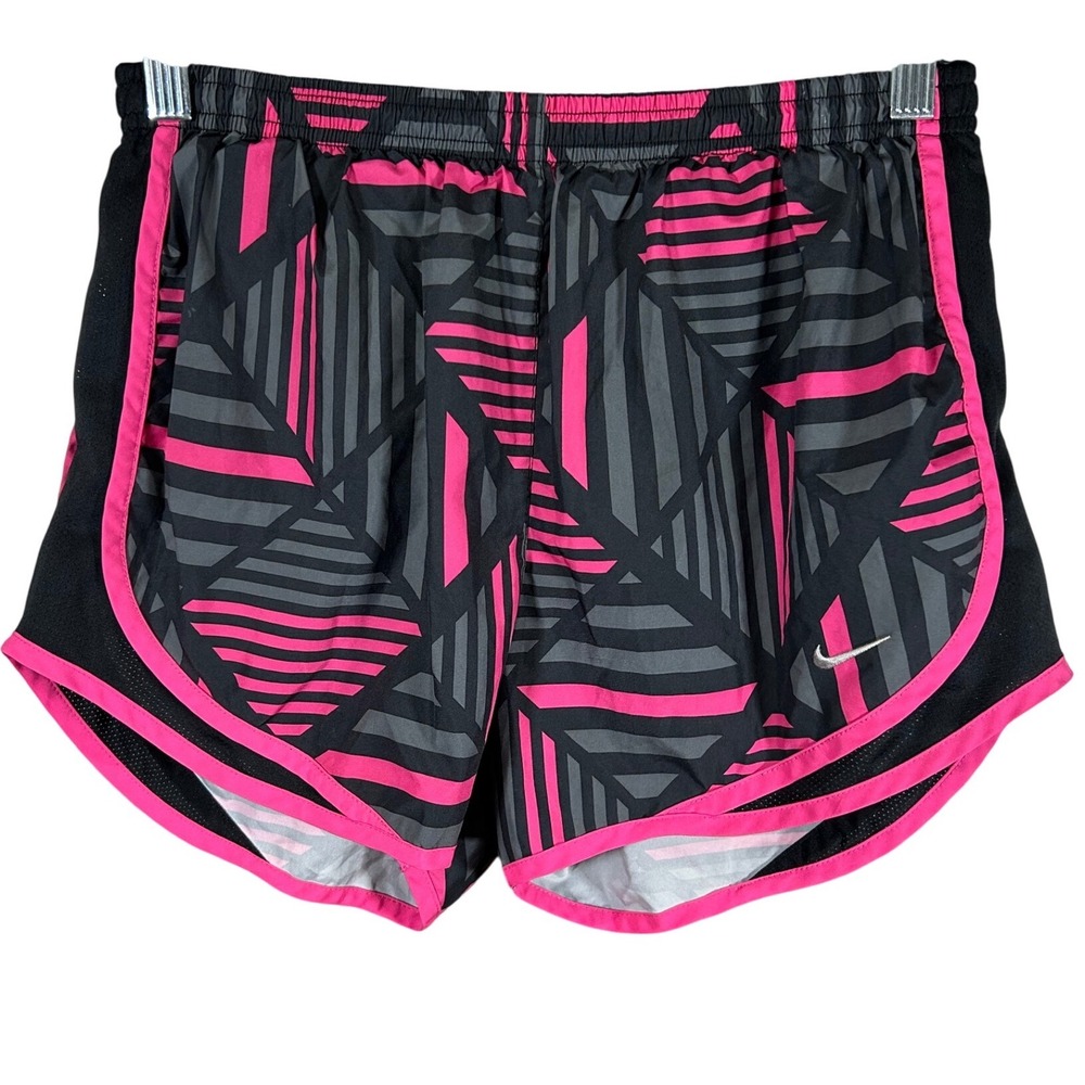 Nike Dri-FITโ Womens Small Running Shorts Black Pink Geometric Abstract Print
